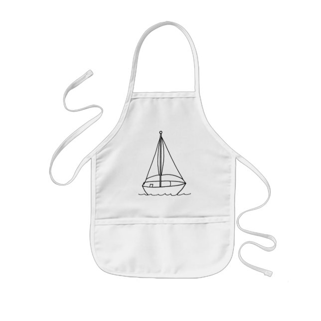 Outline art drawing, sailboat colouring aprons (Front)