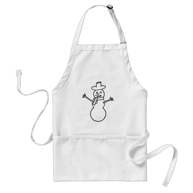 Outline Art Drawing - Snowman colouring aprons (Front)
