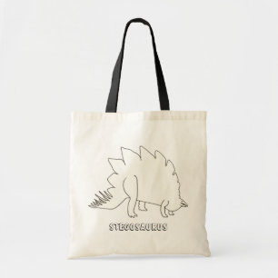 Outline Art Drawing - Stegosaurus, canvas bags