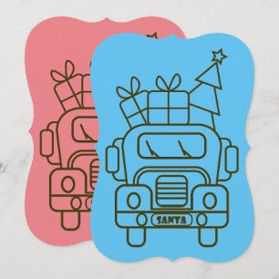 Outline Christmas truck Santa car front view