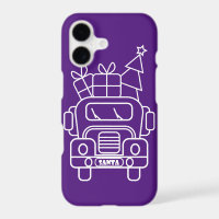 Outline Christmas truck Santa car front view