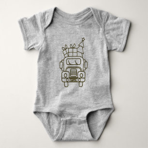 Outline Christmas truck Santa car front view Baby Bodysuit