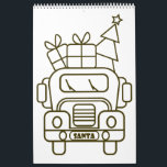 Outline Christmas truck Santa car front view Calendar<br><div class="desc">Outline Christmas truck front view with text</div>
