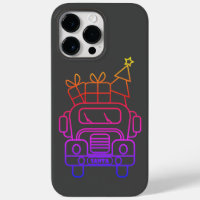 Outline Christmas truck Santa car front view