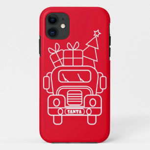 Outline Christmas truck Santa car front view Case-Mate iPhone Case