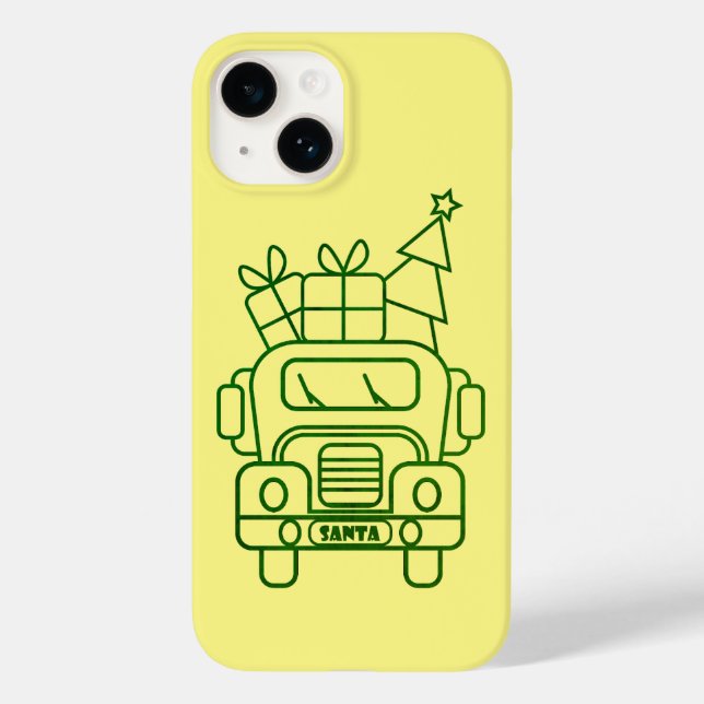 Outline Christmas truck Santa car front view Case-Mate iPhone Case (Back)
