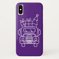 Outline Christmas truck Santa car front view