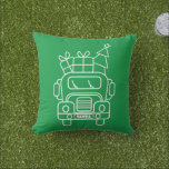 Outline Christmas truck Santa car front view Cushion<br><div class="desc">Outline Christmas truck front view with text</div>