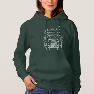 Outline Christmas truck Santa car front view Hoodie
