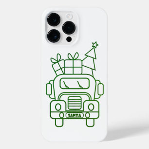 Outline Christmas truck Santa car front view iPhone 14 Pro Max Case