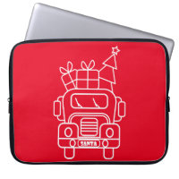 Outline Christmas truck Santa car front view