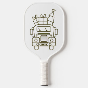 Outline Christmas truck Santa car front view Pickleball Paddle