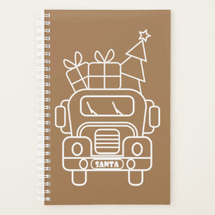 Outline Christmas truck Santa car front view Planner