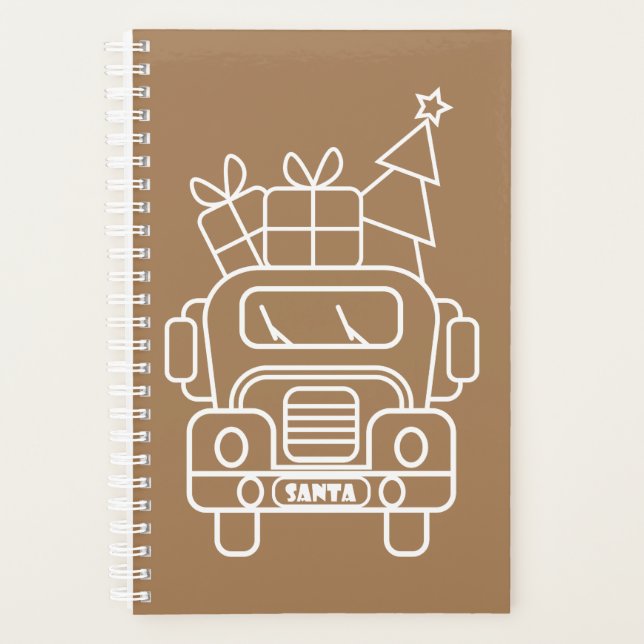 Outline Christmas truck Santa car front view Planner (Front)