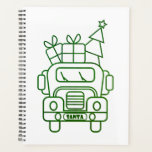 Outline Christmas truck Santa car front view Planner<br><div class="desc">Outline Christmas truck front view with text</div>