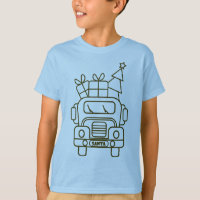 Outline Christmas truck Santa car front view