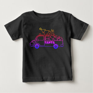 Outline Christmas truck Santa car side view Baby T-Shirt