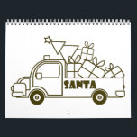 Outline Christmas truck Santa car side view Calendar<br><div class="desc">Outline Christmas truck side view with text</div>