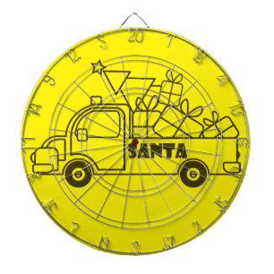 Outline Christmas truck Santa car side view Dartboard