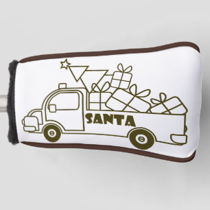 Outline Christmas truck Santa car side view Golf Head Cover