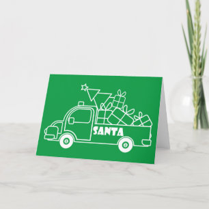 Outline Christmas truck Santa car side view Thank You Card