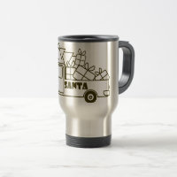 Outline Christmas truck Santa car side view