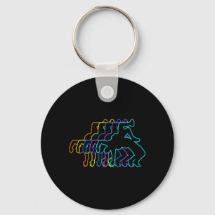 Outline Colourful Wrestling Wrestler Martial Arts Key Ring