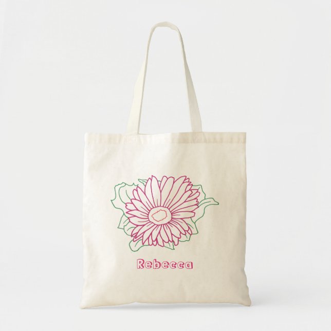 Outline Drawing, Fuchsia Flower Personalised Bags (Front)