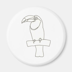 Outline drawing of a Toucan bird on branch Magnet