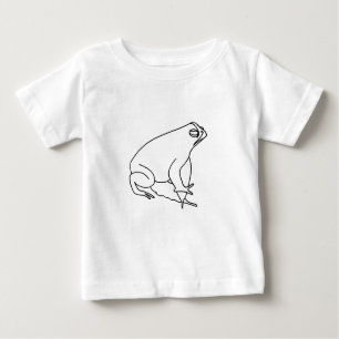 Outline drawing of frog in leaves colouring tshirt