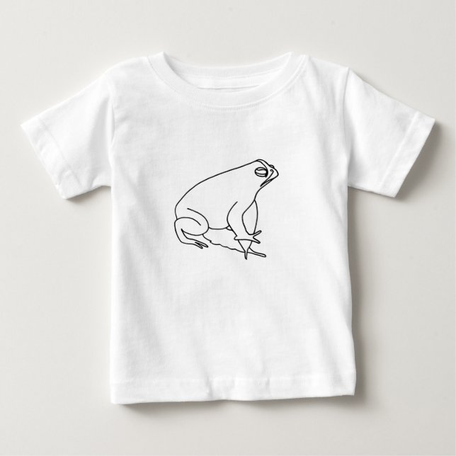 Outline drawing of frog in leaves colouring tshirt (Front)