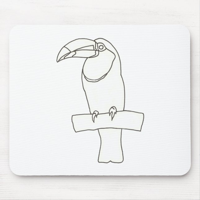 Outline drawing of Toucan bird on branch Mousepad (Front)