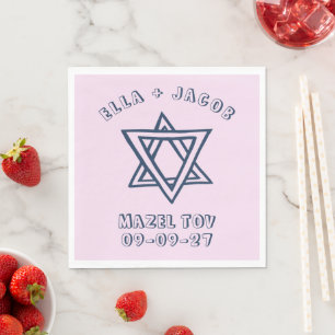 OUTLINE LETTERS STAR DAVID Custom JEWISH Wedding Napkin
