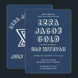 OUTLINE LETTERS STAR OF DAVID Custom Bar Mitzvah Invitation<br><div class="desc">Perfect card to announce a bar or bat mitzvah! Hand made art for you with star of david on the front and back side! FULLY CUSTOMIZABLE! Click on “Personalise” above to edit the text. Click "edit using design tool" to adjust the fonts, colours and placements and to delete the back...</div>