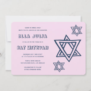 OUTLINE LETTERS STAR OF DAVID Custom BAR Mitzvah Invitation