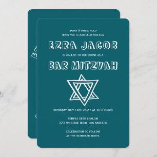 OUTLINE LETTERS STAR OF DAVID Custom Bar Mitzvah Invitation