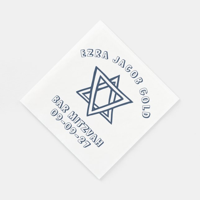 OUTLINE LETTERS STAR of DAVID Custom Bat Mitzvah Napkin (Corner)
