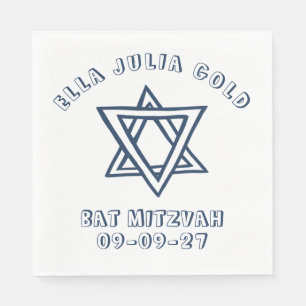 OUTLINE LETTERS STAR of DAVID Custom Bat Mitzvah Napkin