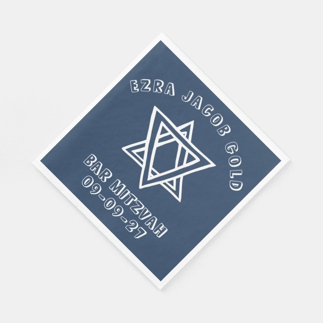 OUTLINE LETTERS STAR of DAVID Custom Bat Mitzvah Napkin (Corner)