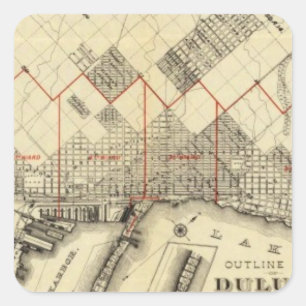 Outline Map of Duluth and Suburbs Square Sticker