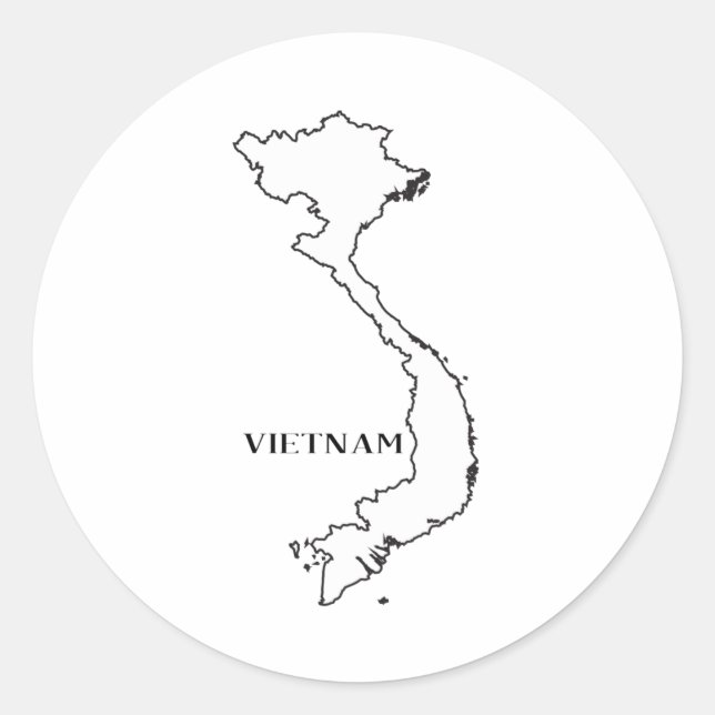 Outline Map Of Vietnam Classic Round Sticker (Front)
