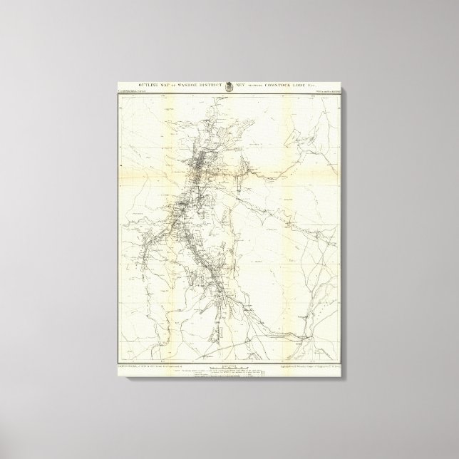 Outline Map of Washoe District Canvas Print (Front)