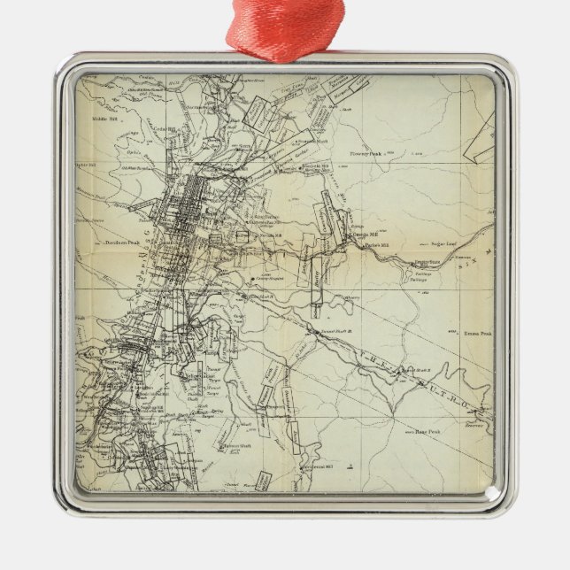 Outline Map of Washoe District Metal Tree Decoration (Front)
