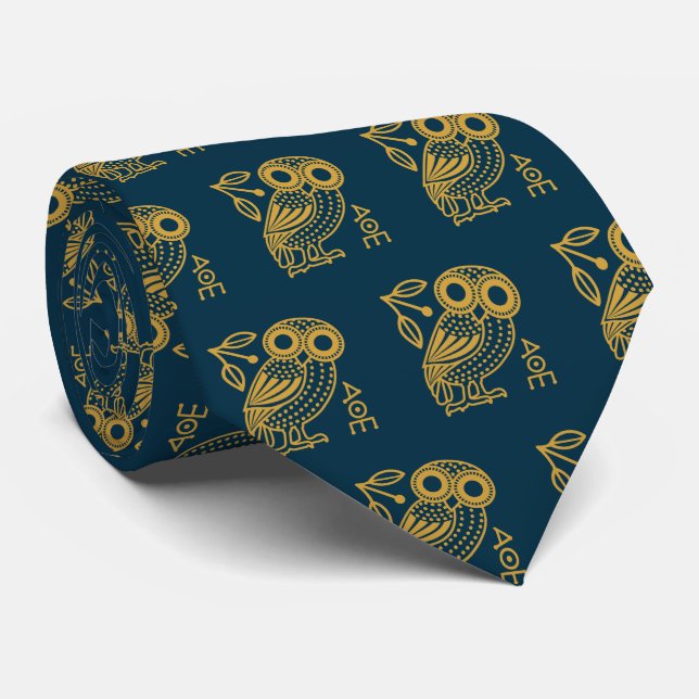 Outline of Athenian Owl from Ancient Greek Coin Tie (Rolled)