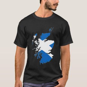 Outline of Scotland Overlaid with the Saltire T-Shirt