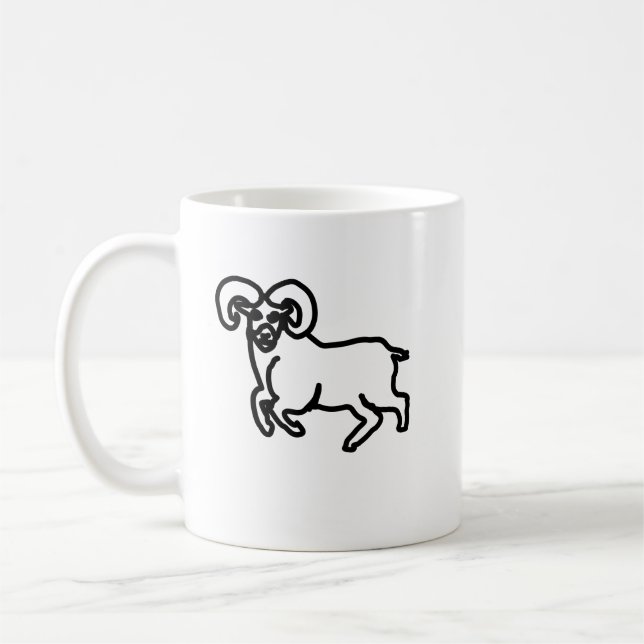 Outline Ram Zodiac Mug | Minimal Aries Silhouette (Left)