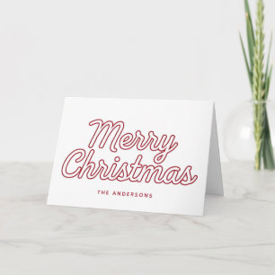 Outline Retro Script Merry Christmas Holiday Card