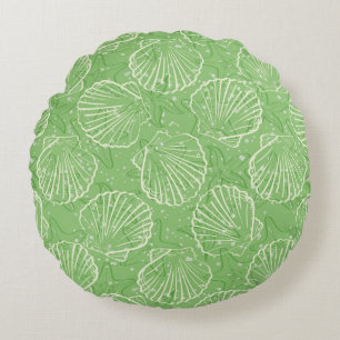 Outline seashells round cushion