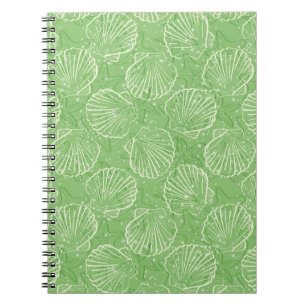 Outline seashells spiral notebook