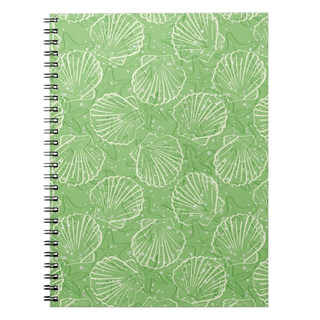 Outline seashells spiral notebook (Front)
